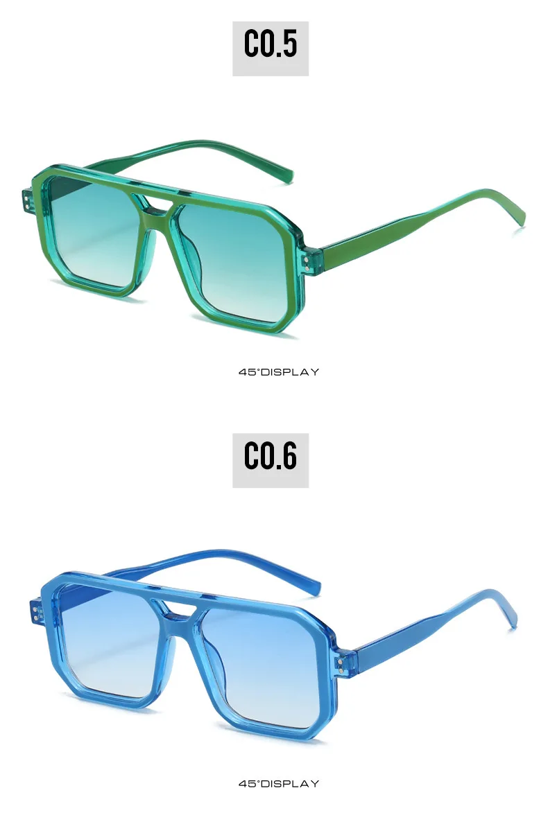 Neue Vintage Quadratische Sonnenbrille für Damen und Herren Marken-Rechteck-Sonnenbrille Ovale Brillen für Männer und Frauen – Detail 17