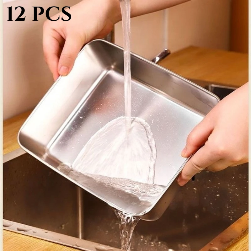 

12-Piece Stainless Steel Food Storage Containers, Large Capacity Stackable for Fridge Freezer, Perfect for Meat Leftovers Baking