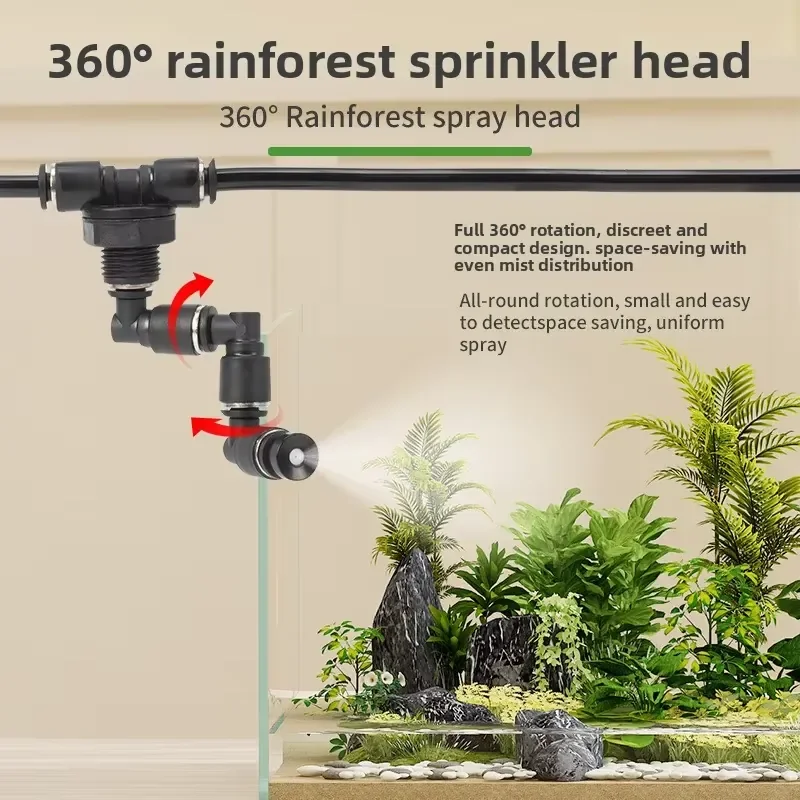 Intelligent Timing Self-Priming Pump for Aquarium Fish Tank Plant 360 Degree Rainforest Spray Reptile Humidifier
