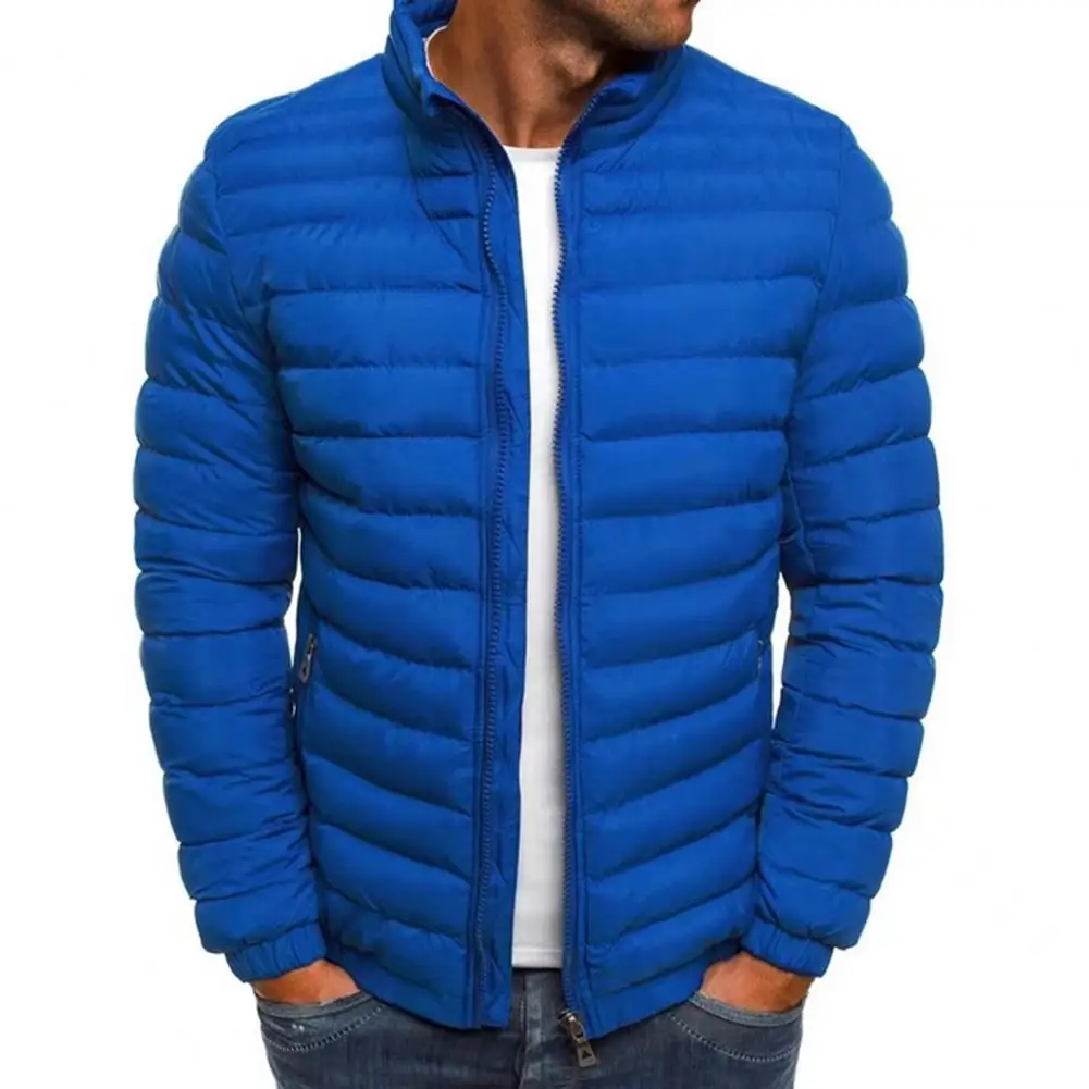

Wear-resistant Men Jacket Solid Color Men Jacket Men's Lightweight Stand Collar Down Jacket for Winter Outdoor Sports Warm