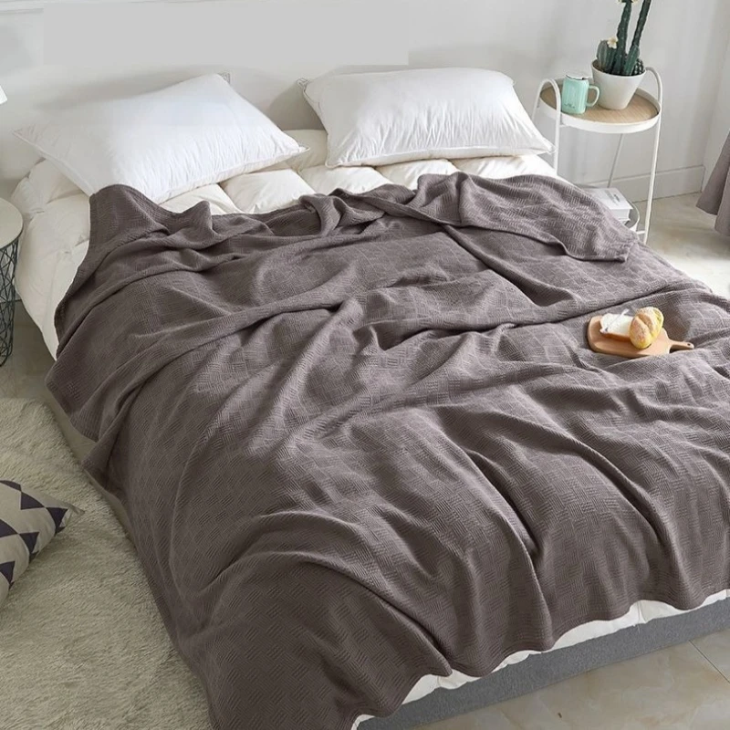 

100% Pure Cotton Blanket, Air Conditioner Single Layer Thread blanket, Towel Quilt, Office Lunch Break blankets 150*200cm