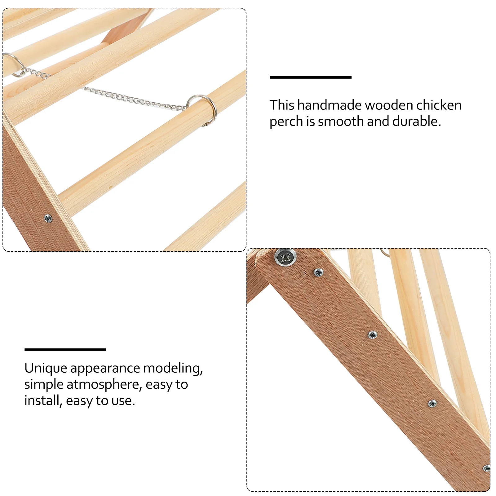 

Wooden Chicken Perch Natural Stand Toys for Hen Rooster Standing Frame Balancing Jungle Gym Rod Durable Safe Chew Play Promote