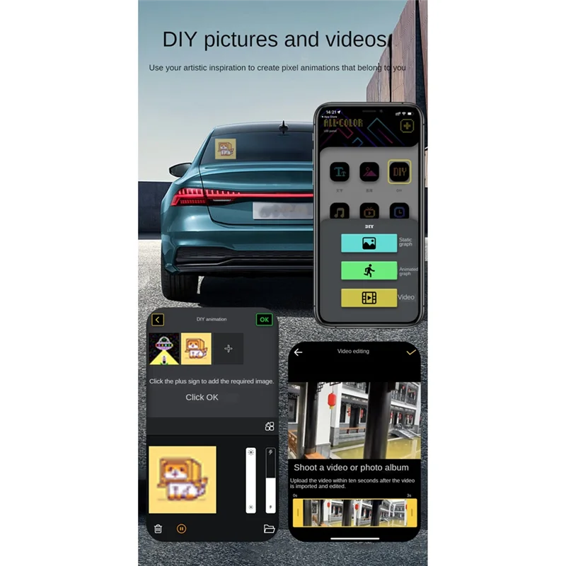 

A31R-Smart LED Pixel Display Car LED Display Screen Bluetooth APP Control Full Color 32X32 On Car Rear Window