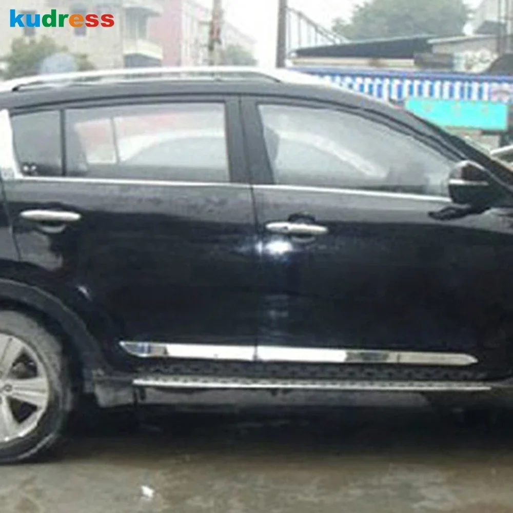 Side Door Body Trim For KIA Sportage R 2010 2011 2012 2013 2014 Chrome Door Line Panel Streamer Molding Strip Car Accessories