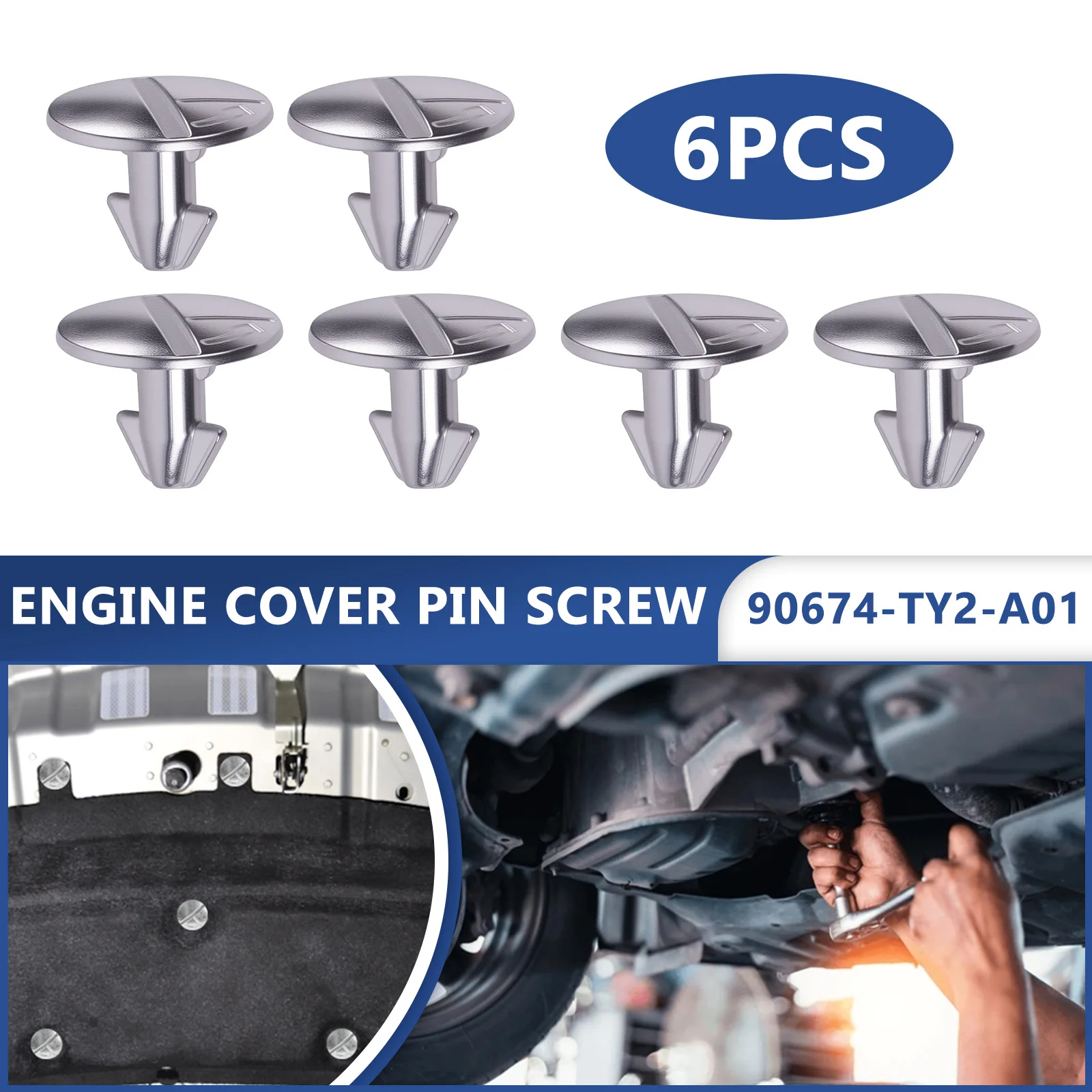 

6PCS Engine Access Cover Pin/ Screw 90674TY2A01 FOR Honda Accord Civic CRV Nuts Bolts Wear Parts