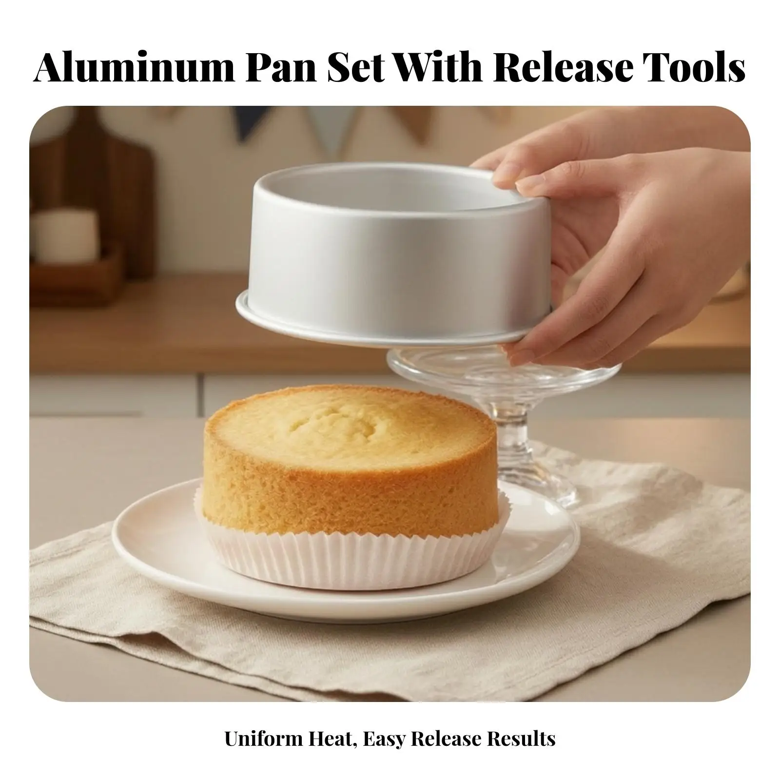 Cake Tin Round Shape Aluminum Mold with Liners and Release Tool for Cake Decorating Kit