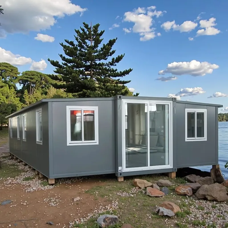 صديقة للبيئة حزمة مسطحة منزل جاهز 19x20ft غرفتين غرفتين المطبخ الحمام مجهزة بالكامل وحدات صغيرة المنزل المحمول