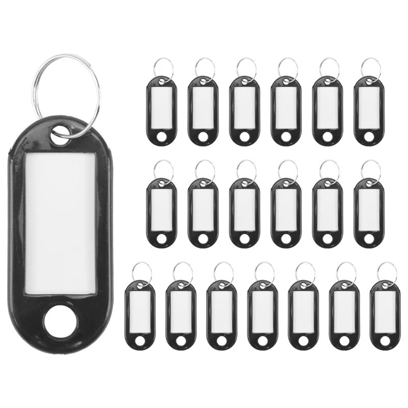 160 Pcs Key ID Label Tags Split Ring Keyring Keychain Black