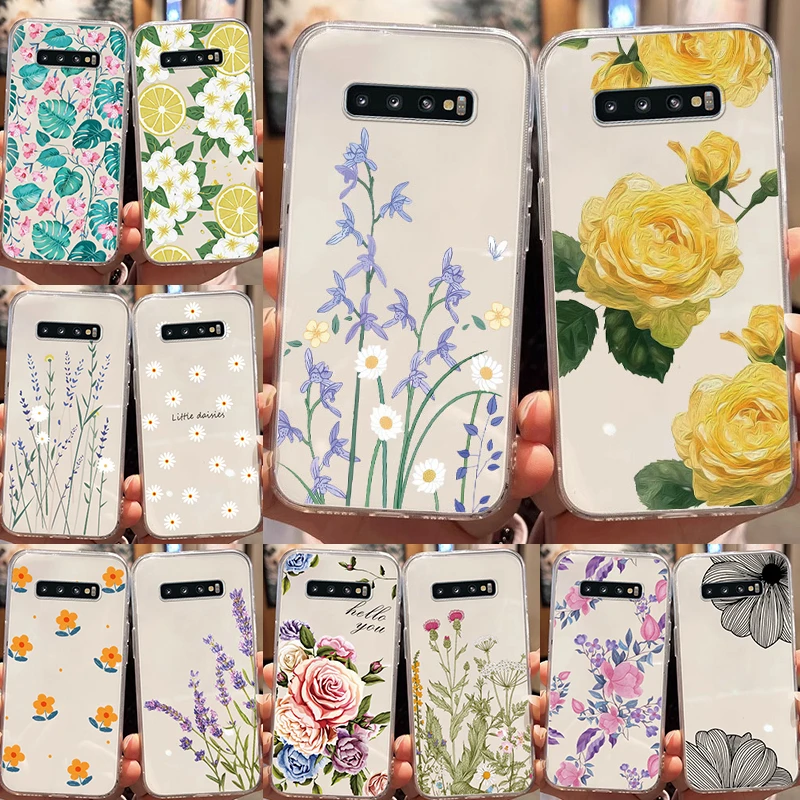 For Samsung Galaxy S10 S10e S10 Plus S9 Plus A10 A11 M11 A20 A30 M10A A20e A40 A21S A20S Flower Plants Artistic Clear Phone Case