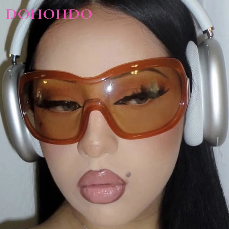 Trendy Y2K Punk Oversized Sports Sunglasses Women Men Luxury Brand Vintage Goggle One Piece Outdoor Hiking Cycling UV400 Shades