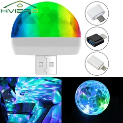Auto Auto USB DJ RGB Mini Kleurrijke Muziek Geluid LED USB-C IOS Vakantiefeest Karaoke Sfeerlamp Welkom 5V Bal Laserlicht