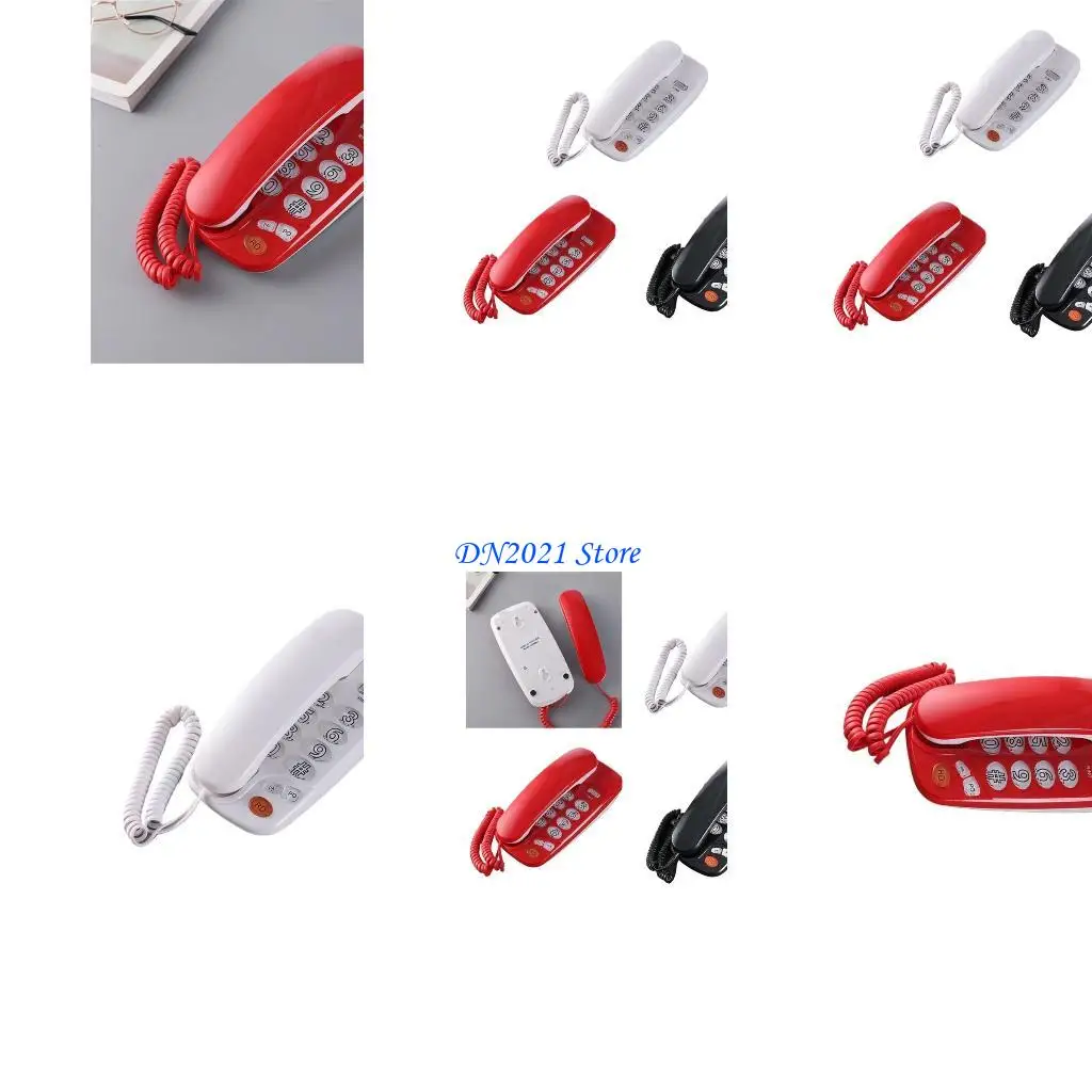 F3KE Corded Telephone English Small Wall Mountable Phones Last Number Rerdial