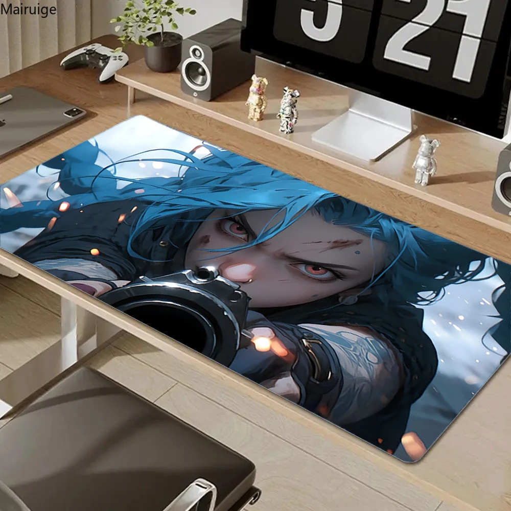 Gamer Arcane Desk Mat Large Mousepad Gamer Accessories PC Computer Keyboard Desk Pad ALeague of Legends Jinx Rubber