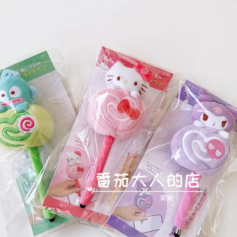 

Original Japan Sanrio Electronic Screen Stylus Phone Tablet Pen Kitty Kuromi Hangyodon Kawaii Anime Plush Toy for Girl Students