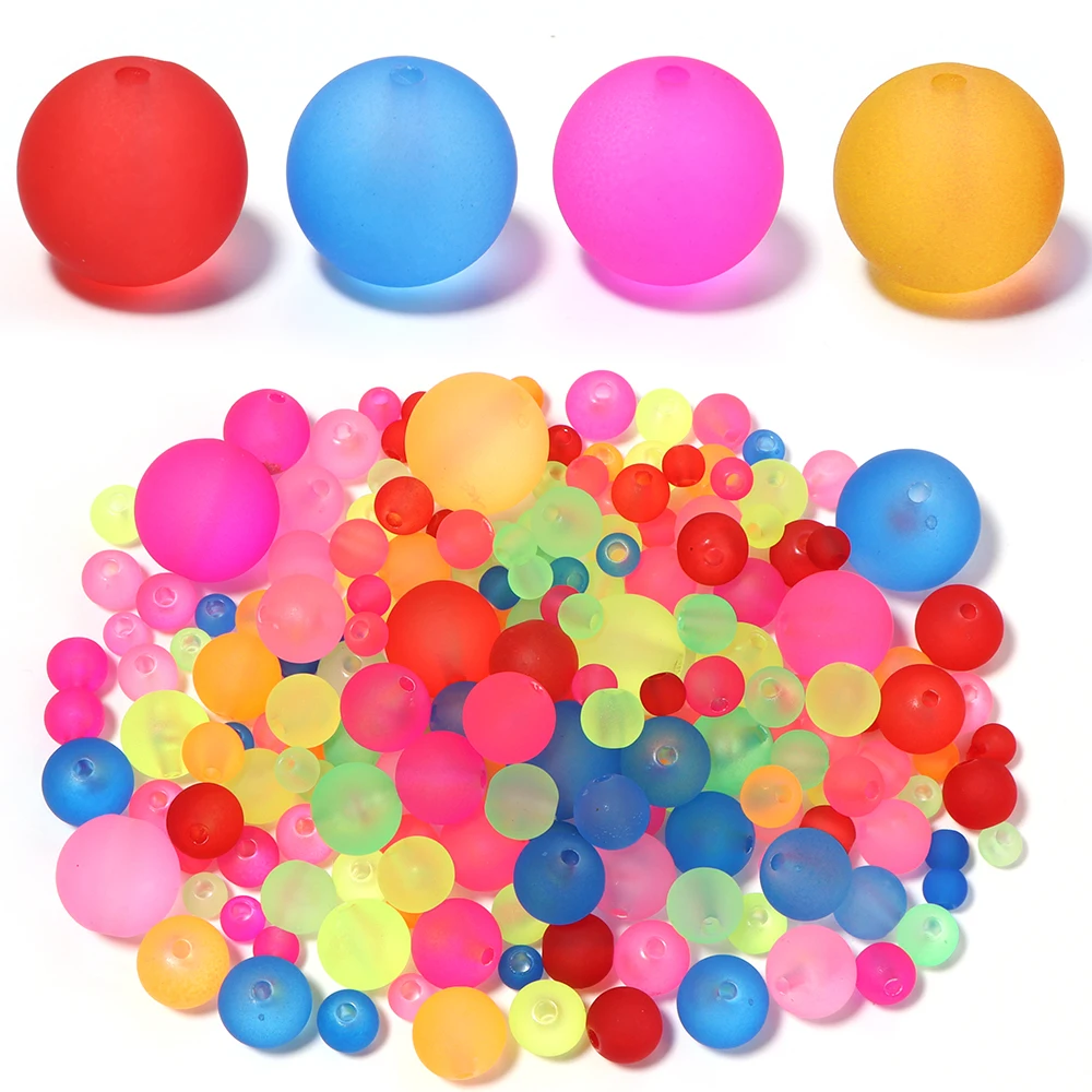 5-200 Stück/Lot 6/8/10/12/16/20mm Transparente Matte Runde Acrylperlen Lose Abstandsperlen für Schmuckherstellung DIY Halskette Armband – Detail 4