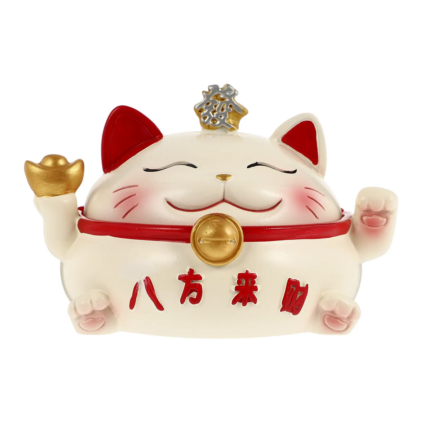 Resin Fortune Cat Ashtray Petal Shape Cigarette Holder Creative Home Decor Tabletop Ornament Gift