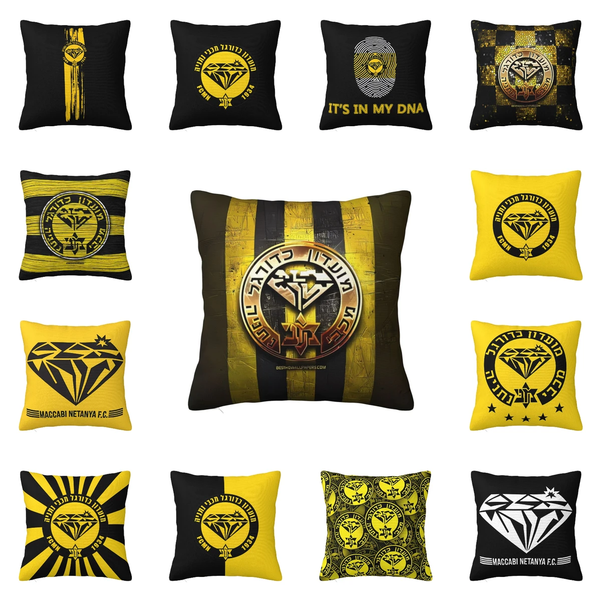 Maccabi Netanya 2-Pack Square Throw Pillow Case Cover Double-sided Printing Cushion Covers Home Decor Sofa Couch Bed