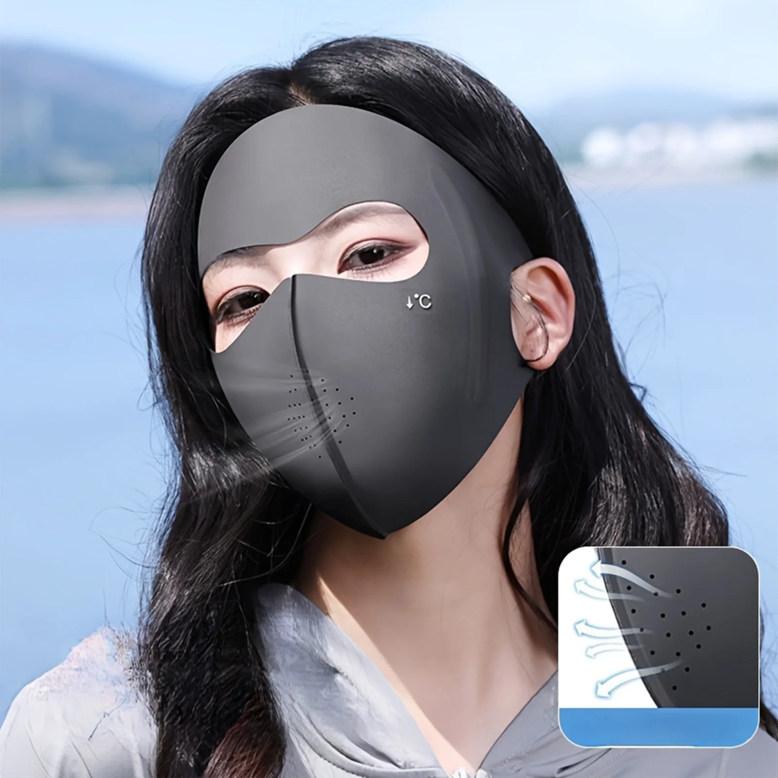 

Breathable Full Face Sun Mask UV Sun Protective Scarf Windproof for Women Men Cycling Running Motorcycle Summer Sports 4 Colors