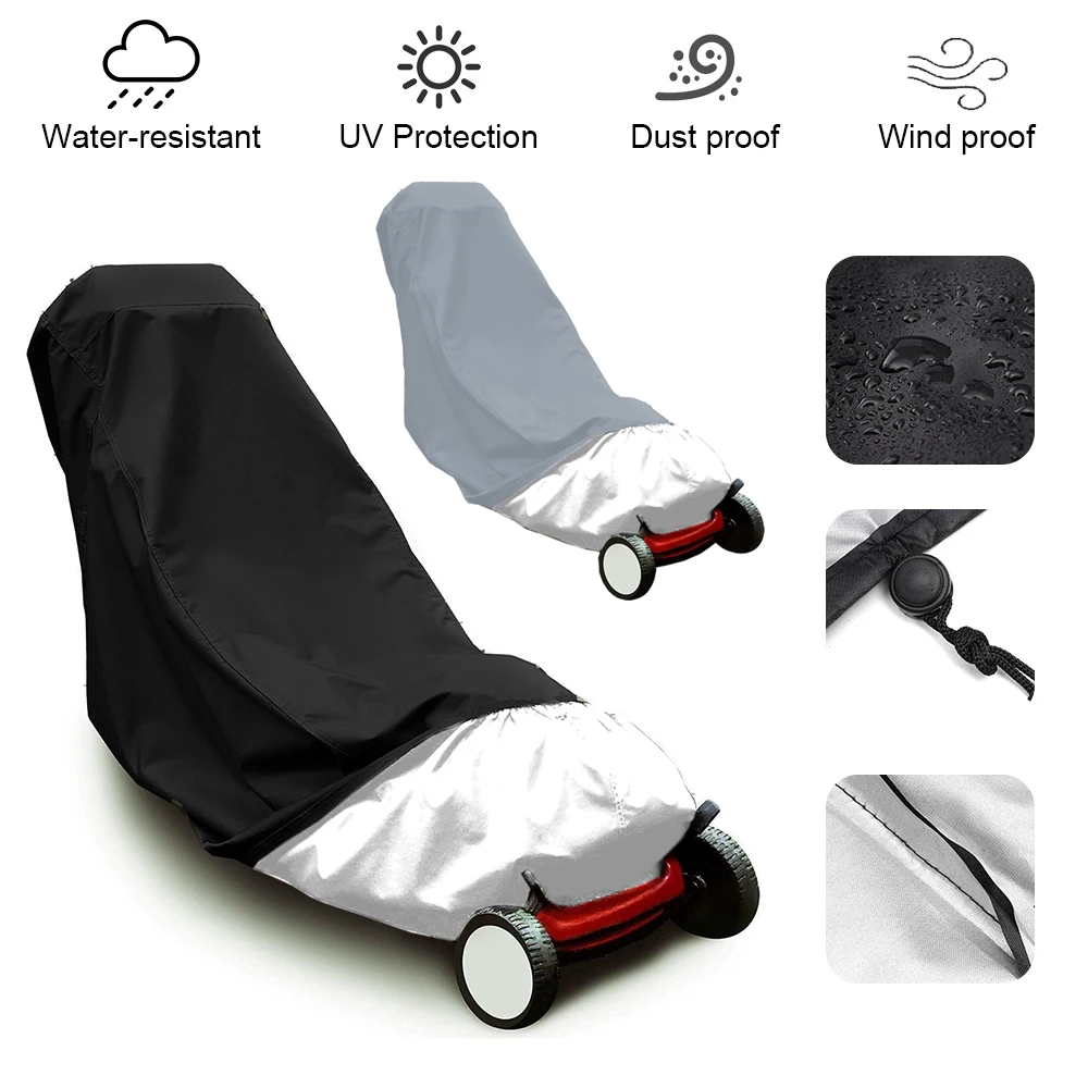 Universal Oxford Cloth Lawn Mower Cover UV Protection Waterproof Outdoor Dust Cover Black Grey