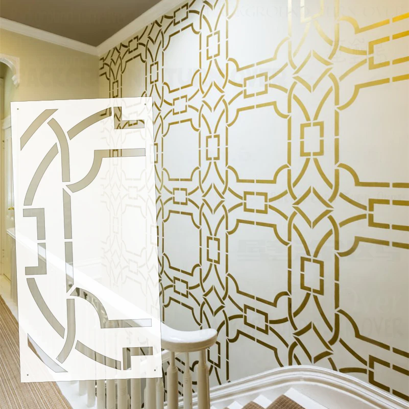 

40cm - 80cm Wall Stencil For Painting Plaster Decor Decors Template To Paint Decorative Furniture Celtic Geometric Line S476