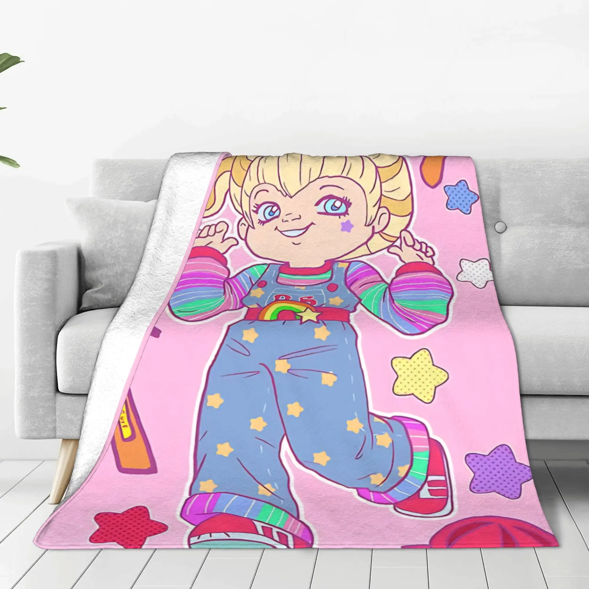 1PC Home Cute Room Decor Colorful Creature Blanket Throw Blanket R-Rainbow Brite Novelty Warm Blanket All Season