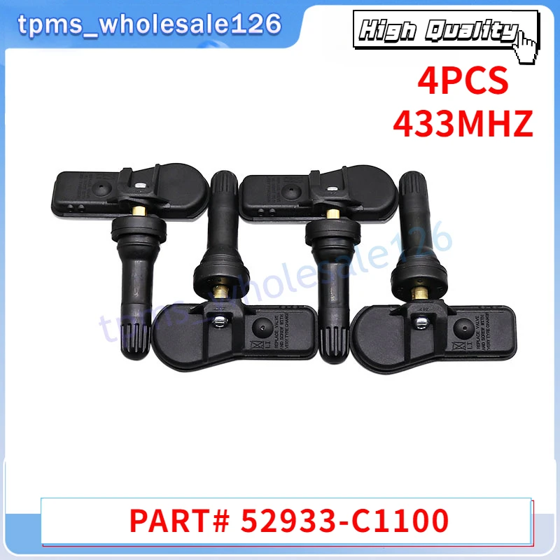 52933-C1100 Tire Sensor 4PCS For Hyundai Creta IX25 Tucson I40 IX35 Sonata 2014-2019 Tyre Pressure Monitoring System TPMS 433MHZ