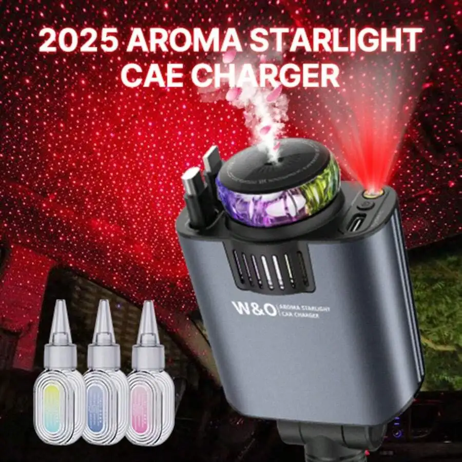 3-In-1 Car Charger With Aroma Diffuser And Starlight Projector