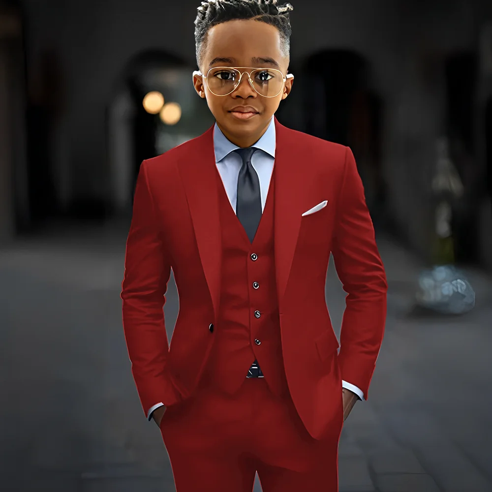 

Boys' 3-Piece Suit Set, Single-Breasted Design, Suit, Vest & Trousers, Children's Weddings & Celebrations Choice