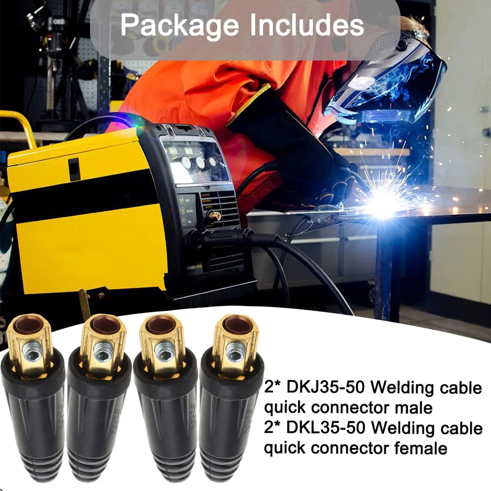 

2x Welding Cable Joint Quick Connector Pair 200Amp-300Amp DKJ35-50 85AC