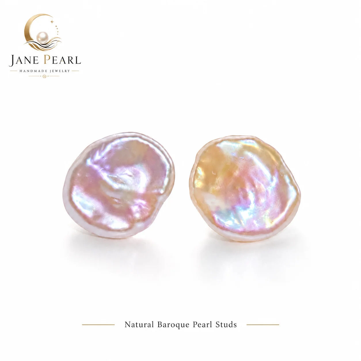 

Natural Baroque Petal Pearl Stud Earrings S925 Silver Post Freshwater Irregular Pearl Ear Studs for Women Handmade Jewelry Gift