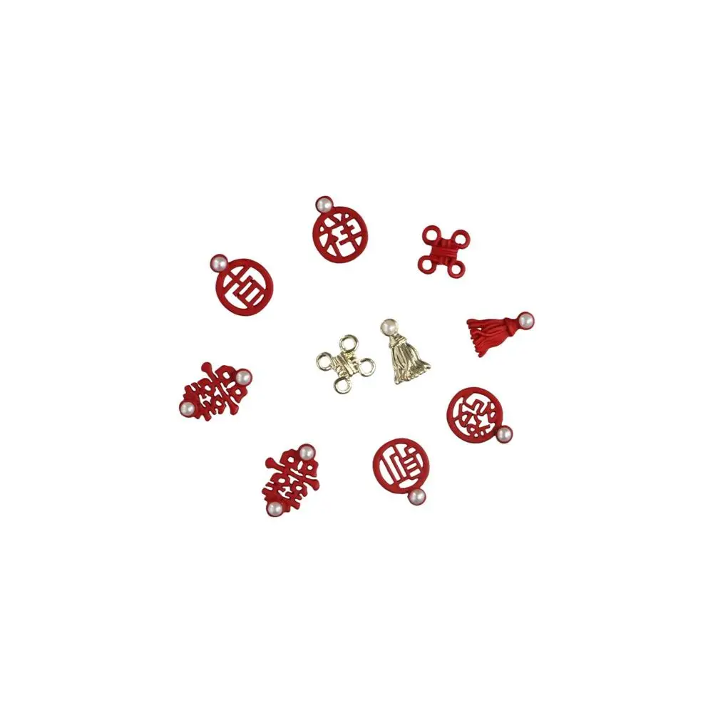 행운을 상징하는 중국 매듭, 중국 스타일 DIY 네일 장식, 진주 장식품, 새해 네일 아트, 네일 아트 합금 장신구