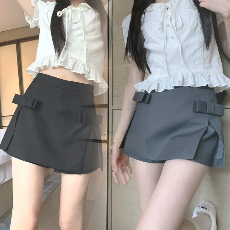 

Юбка А-силуэта с завышенной талией и декоративным узлом, женская, из полиэстера, весна 2025