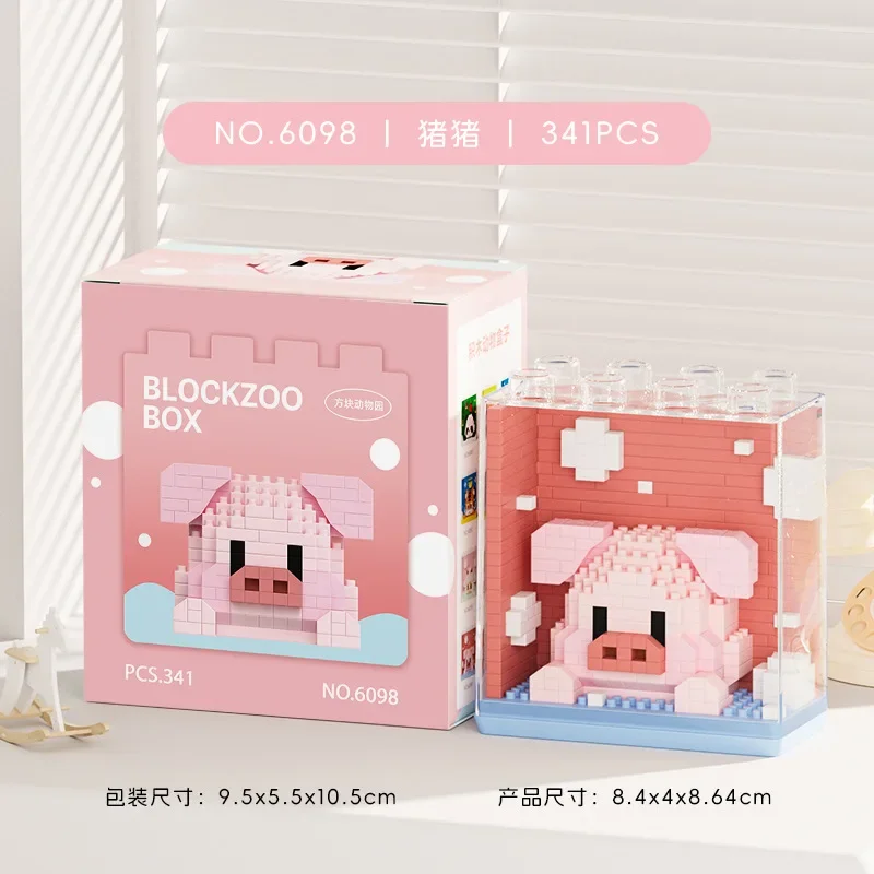 Tier Micro Bausteine Zoo Rot Panda Giraffe Koala Pinguin Zusammengebaut Elefanten Modell Mini Ziegel Figur Spielzeug Für Kinder Geschenke