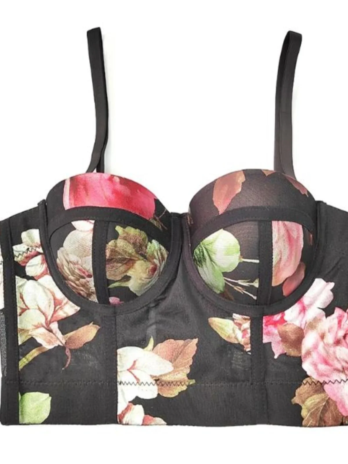 

SsTss 2025 New Flower Print Sling Bra Corset Women's Unique Print Performance 3D Bra Short Bustier Top