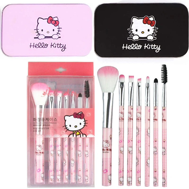 Sanrio Hello Kitty Makeup Brush Set Anime Fashion Jewelry Blush Eyebrow Lip Eyeshadow Brush Beauty Tools Girls Gift with Box