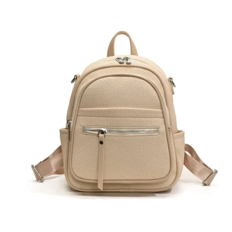 

New Small Backpack Fashion Solid Color Zipper Women Shoulder Bag Large Capacity PU Leather Travel Backpack Designer Luxury Bags