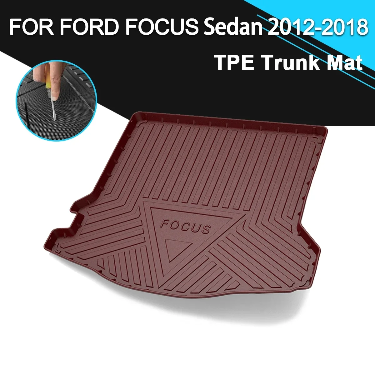 

Car Rear Trunk Cover Mat Rubber TPE Waterproof Non-Slip Cargo Liner Accessories For Ford Focus Sedan 2012-2018