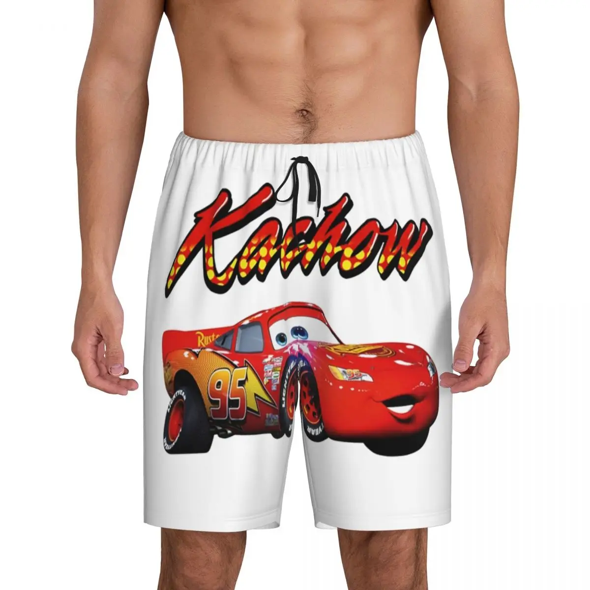 

Custom Print Men's Lightning Mcqueen Cars Pajama Bottoms Sleepwear Pjs Sleep Shorts with Pockets