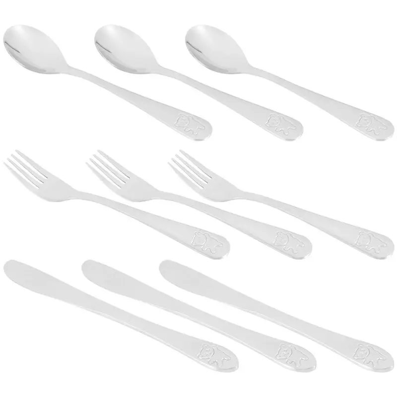 子供用銀食器セット-子供用安全ステンレス製食器-リトルベア-キッズカトラリーセット-金属製幼児用食器