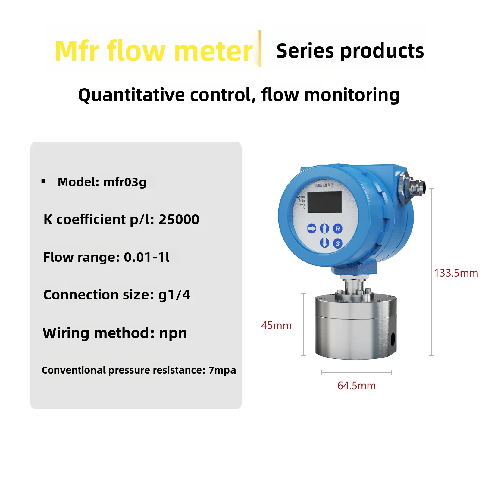 Liquid Flow Sensor Stainless Steel 316L Material Pulse Output Volumetric