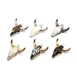 2pcs/pack Small Size Bull Head Skull Pendants Resin with Rhinestone 27x31 Size DIY Making Necklace Jewelry Accessions 8 Types