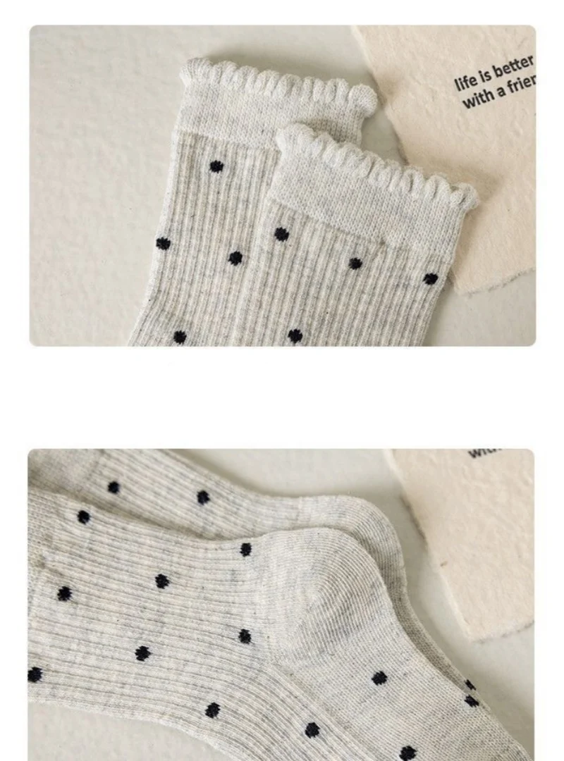5 Paare/Set Kindersocken für Mädchen, Frühling und Herbst, weiche Baumwolle, gepunktet, Kindersocken, modische, süße, niedliche Stricksocken für Kinder, 2–12 Jahre – Detail 9