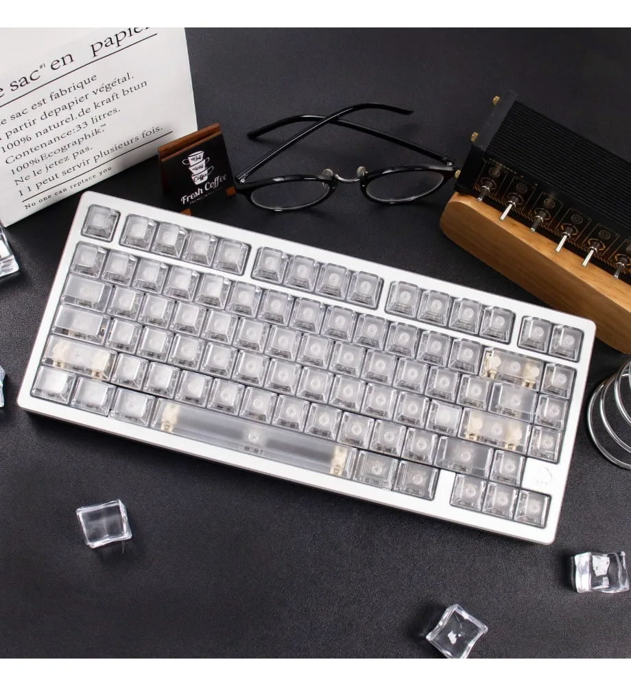 Keycaps PC Pad Printing Customized Original Factory Height White/Red/Pink/Purple/Green No Engraving Top Surface Fog Clear