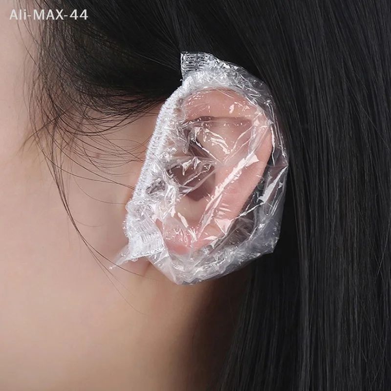 Hoyytu 100pcs Disposable Plastic Waterproof Ear Protector Cover Dye Shield Protection Plastic waterproof ear tips