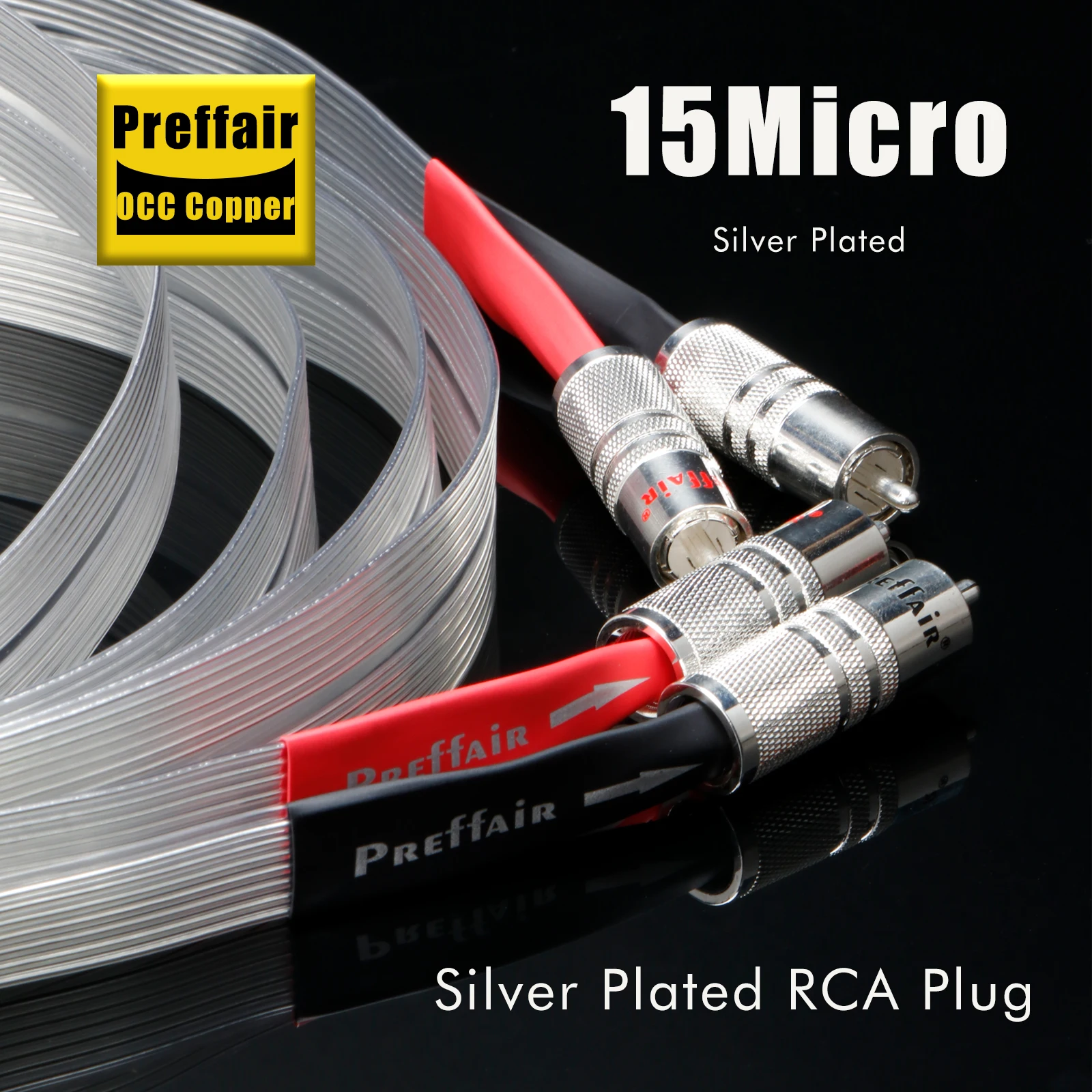2RCA Cables Flat Belt 7N OCC Silver Plated Signal RCA Audio Cable for Speaker Box HDTV TV DVD AMP