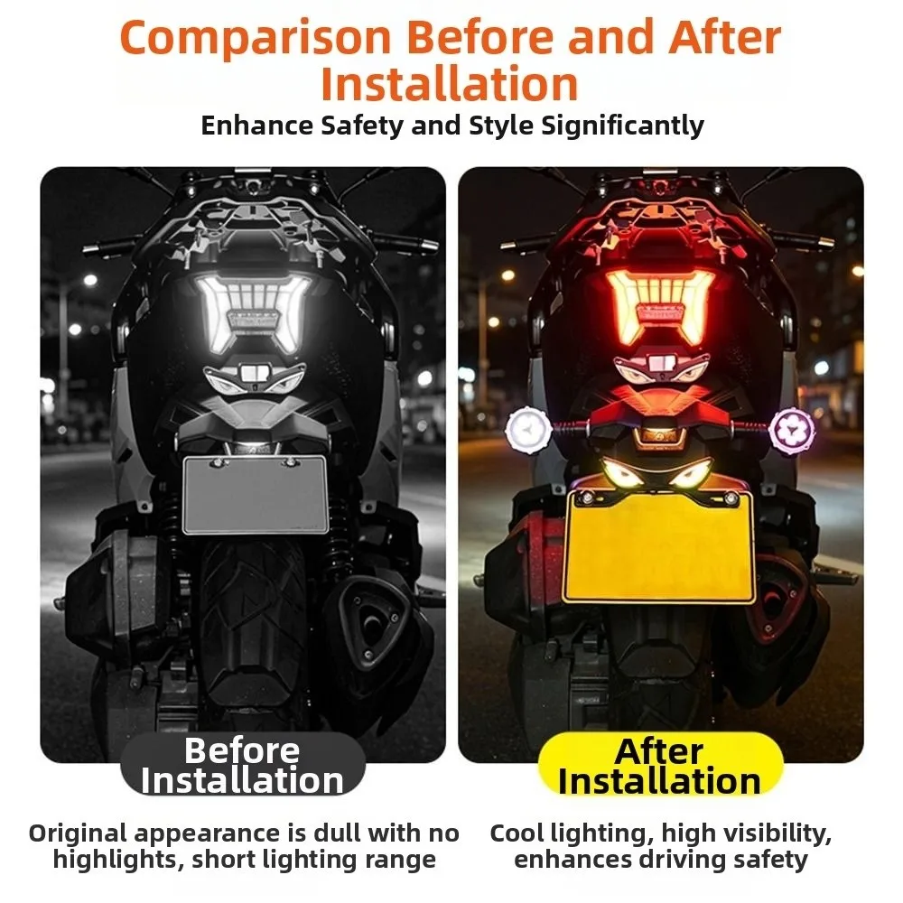 Strobe Mode Motorcycle Led Demon Eye Light Waterproof Anti Reverse Warning Motorcycle License Plate Light Decorative Plate Lamp
