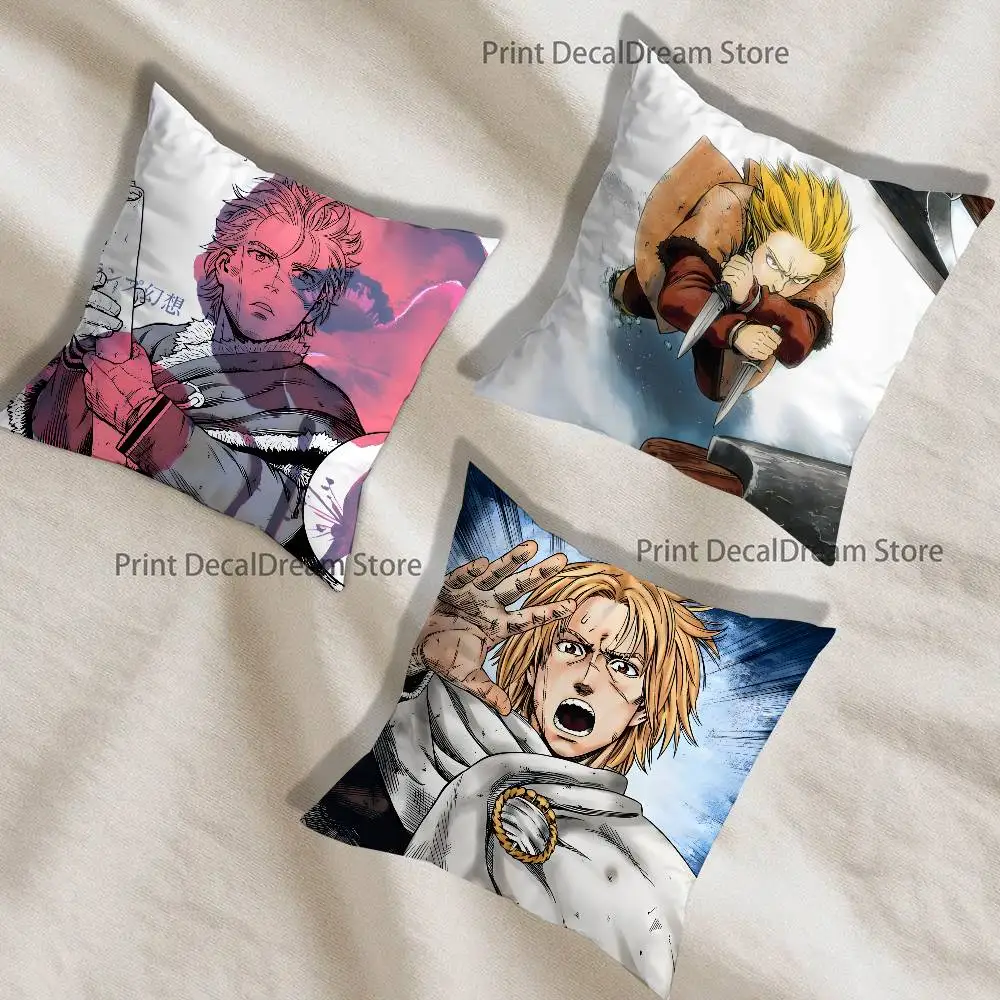 

Anime Thorfinn V-Vinland Pillow Case For Sofa Decor Car Office Room Printing Cushion Cover Decorations and Protector