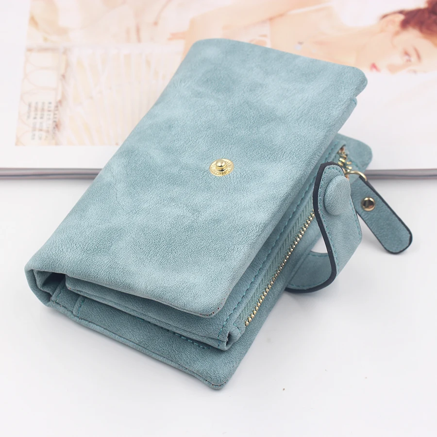 New Women's Short Wallet European and American Retro Simple Fashion All-Match Multiple Card Slots Handbag Student Coin Zipper Co