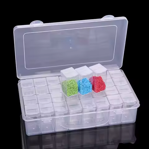32-Compartment Transparent Storage Box, Diamond Painting And Rhinestone Storage Tool (Independent Small Box, Easy To Sort)