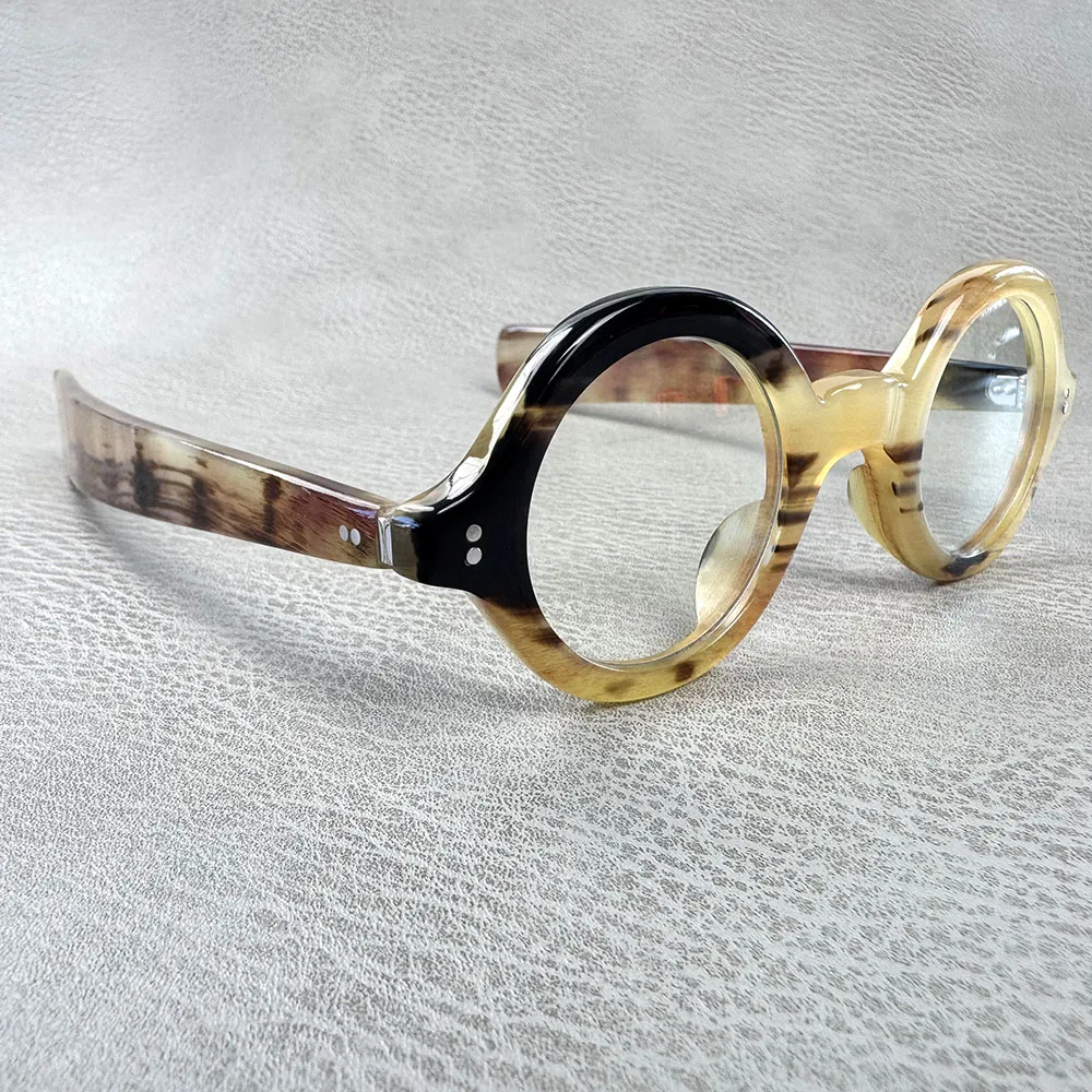 

Eyeglass Frames Small Vintage Reading Handmade Horn Prescription Man Glasses Frames Round Thick Unique Optical Lenses Eyeglasses